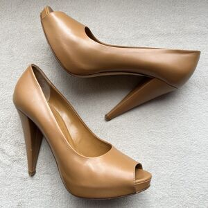 Bally Brown Leather‎ Platform High Heel Pump Leather Women EU 38 US 7.5 Stiletto